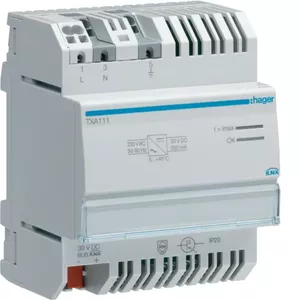 Трансформатор питания Hager TXA111, вход 230 В AC, выход 30 В DC, 0.32 A, серый