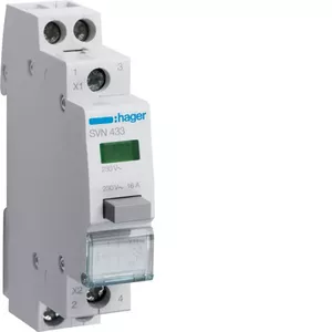Hager SVN433 Push-Button Switch, 2NO, 16A, 230V with Green LED