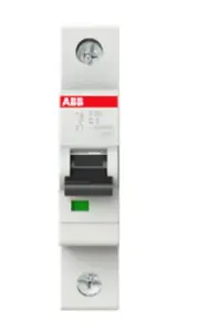 ABB S201-B50 Miniature Circuit Breaker, 50 A Rated Current, Type B Trip Curve, 6000 A Breaking Capacity, 50 - 60 Hz Frequency