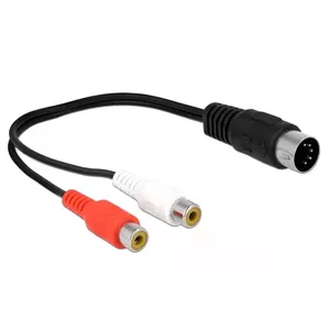Audio kabelis DeLOCK 85835 0.2m DIN (5-pin) 2 x RCA Melns