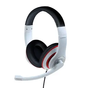Gembird MHS-03-WTRDBK Vadu Spēļu Austiņas ar Mikrofonu Circumaural Binaural Galvas stīpa Melna Sarkana Balta 20-20000 Hz