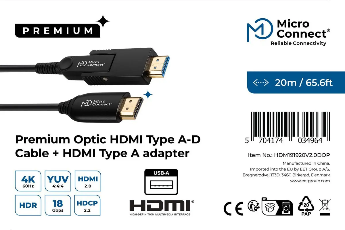 Оптический кабель HDMI MicroConnect Premium 20 м Photo 3