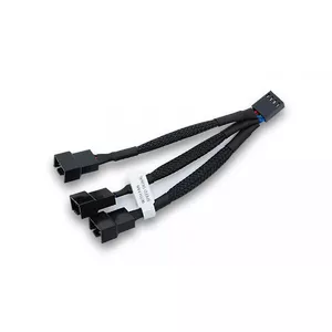 EKWB EK-Cable Y-Splitter 3-Fan PWM (10 cm) — 4-pin PWM uz 3×3-pin ventilatoriem, melns