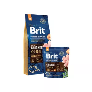 Сухой корм для собак Brit Premium by Nature Adult M 15 кг — с курицей, 26% белка, 15% жира