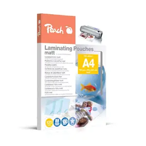 Peach S-PP525-22 A4 Laminating Pouches, 125 Micron, Matt, 100 Pieces