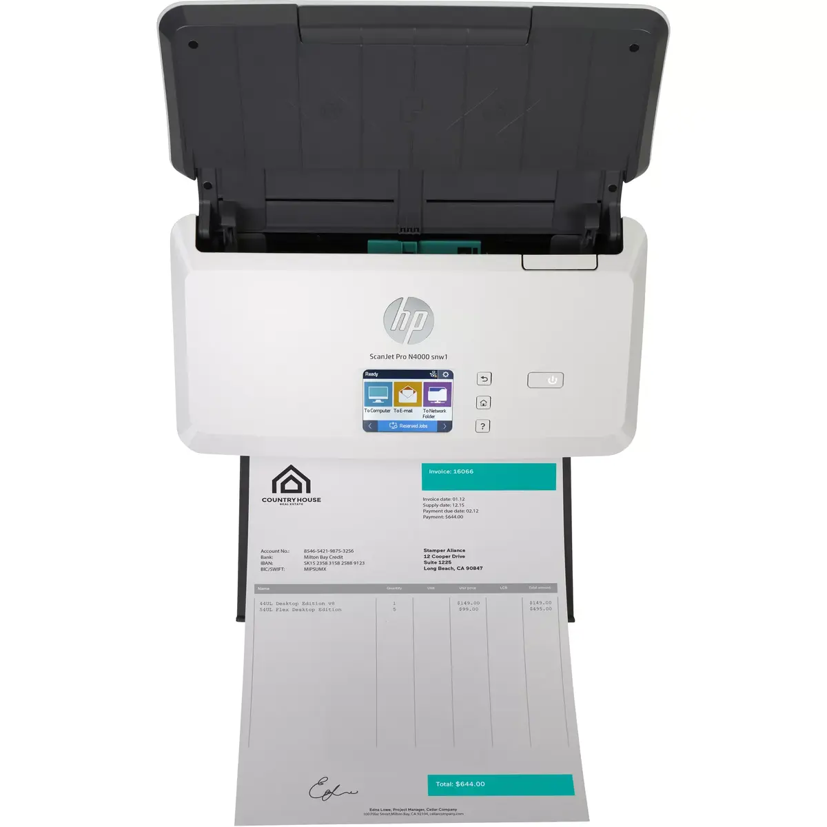 Sheet-fed scanner HP Scanjet Pro N4000 snw1 Photo 6