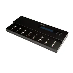 USB Thumb Drive Duplicator and Eraser StarTech USBDUPE115 — 1 to 15 Standalone USB Copier, 1.5 GB/min, LCD, Single & 3‑Pass Erase