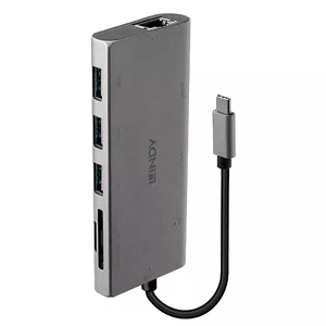 Lindy 43278 dokstacija USB 3.2 Gen 1 (3.1 Gen 1) Type-C Pelēks