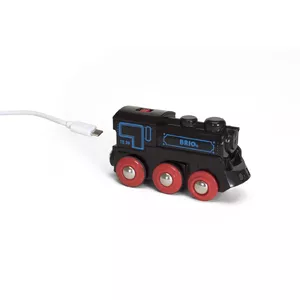 Vilciens BRIO Uzlādējams lokomotīve ar mini USB kabeli Melns Sarkans