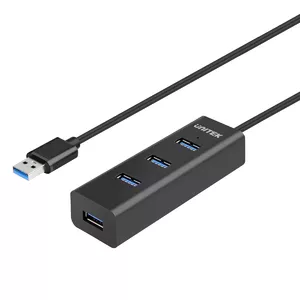 UNITEK Y-3089 interfeisa centrmezgls USB 3.2 Gen 1 (3.1 Gen 1) Type-A 5000 Mbit/s Melns