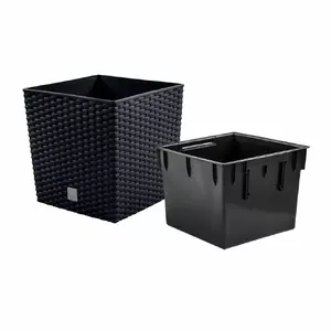 Flowerpot Prosperplast Rato Low Anthracite - Low-profile outdoor/indoor plant pot