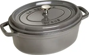 Cast iron oval cocotte Staub 29 cm, graphite grey