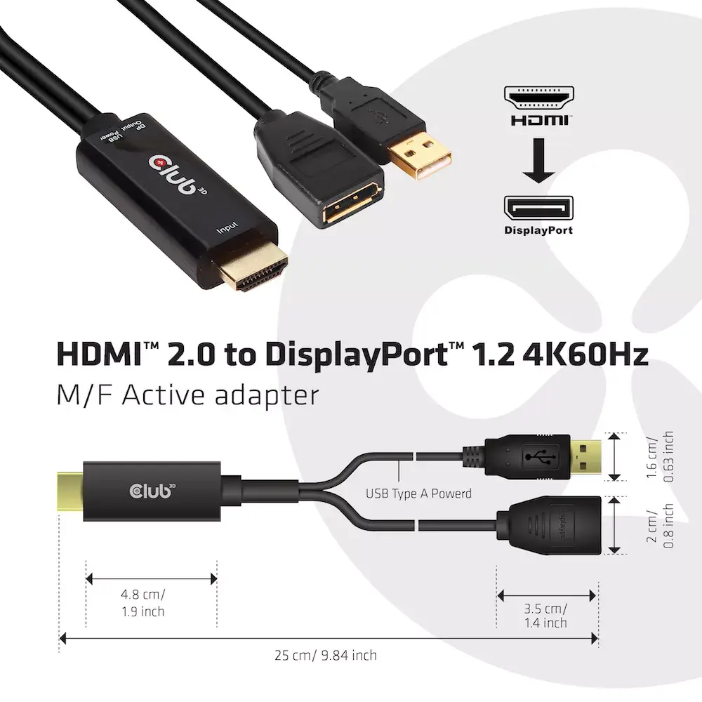 Aktīvais adapteris HDMI 2.0 uz DisplayPort 1.2 CLUB3D Photo 2