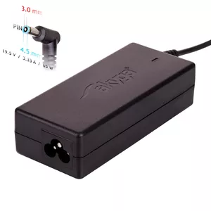 Адаптер питания Akyga AK-ND-25 65W 19.5В 3.33A для ноутбуков HP, вход 100–250В, для использования в помещении, чёрный