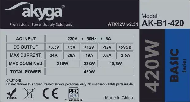 Akyga AK-B1-420 ATX блок питания 420 Вт Photo 6
