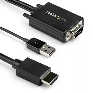 VGA uz HDMI pārveidotāja kabelis 2 m no StarTech — VGA + USB (audio/power) uz HDMI, 1080p