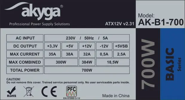 Akyga AK-B1-700 700W ATX barošanas bloks Photo 4