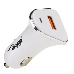 Автомобильное зарядное устройство Akyga AK-CH-07 для смартфонов и планшетов, вход 12/24 В, выход 12 В, прикуриватель, серебристо‑белое