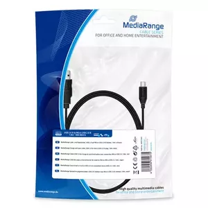 Charge and sync cable MediaRange MRCS184 USB 2.0 to micro USB 2.0 B plug 1.8m black
