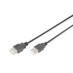 USB 2.0 extension cable DIGITUS AK-300202-030-S — 3 m, USB A male to USB A female, black