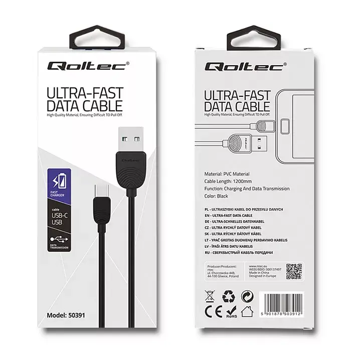 QOLTEC 50391 USB 2.0 cable USB A to USB C 1.2 m Photo 2
