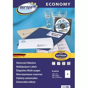 Pašlīmējošas A4 etiķetes printerim avery zweckform ELA024 — 10,5×14,8 cm, 400 gab. (100 lapas)