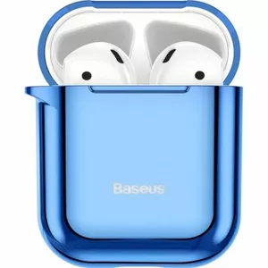 Силиконовый чехол Baseus Metallic Shining ультратонкий с карабином для AirPods 1/2, синий