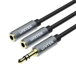 Audio Cable UNITEK Y-C956ABK 0.2m 3.5mm 2 x 3.5mm Black Grey