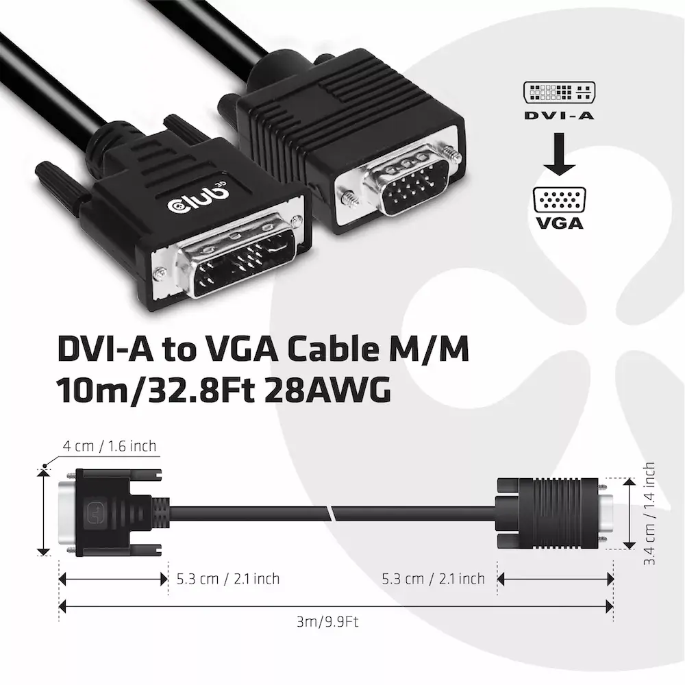 DVI-A uz VGA kabelis CLUB3D CAC-1243 Photo 3