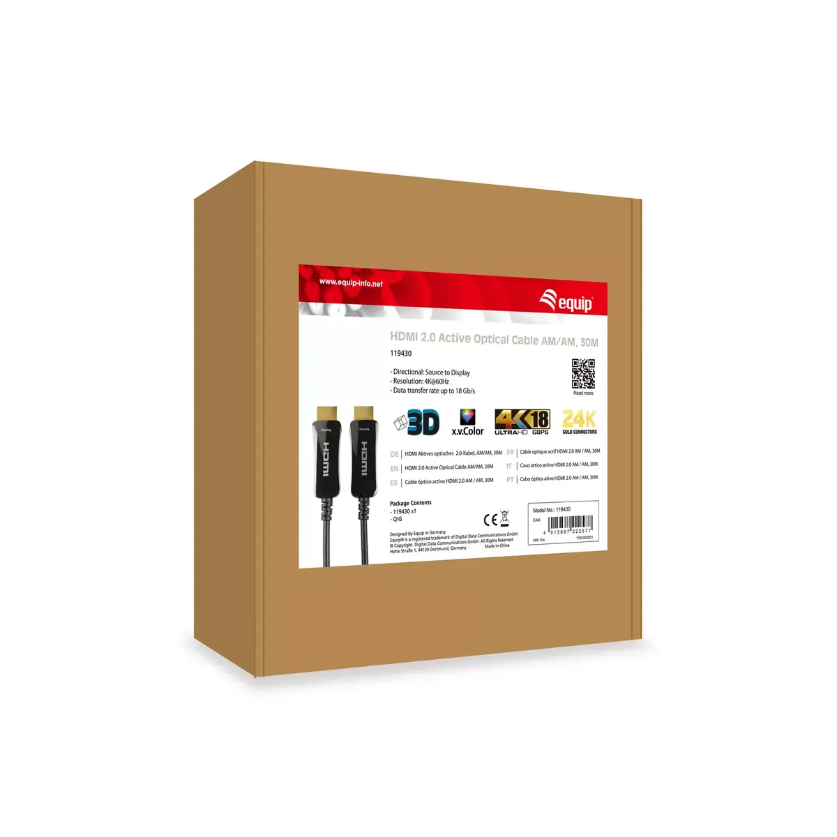 HDMI kabelis Equip HDMI 2.0 Active Optical Cable M/M 30m Photo 4
