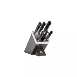 Knife/cutlery block set ZWILLING 35145-000-0 — 7-piece stainless steel blades, plastic handles, includes bread, paring, chef, carving knives, scissors slot