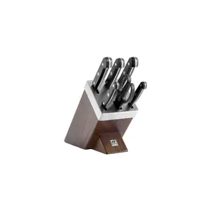 Knife and cutlery block set ZWILLING Gourmet 7 pcs — stainless steel blades, plastic handles, includes chef, carving, bread, paring, universal knives, kitchen shears