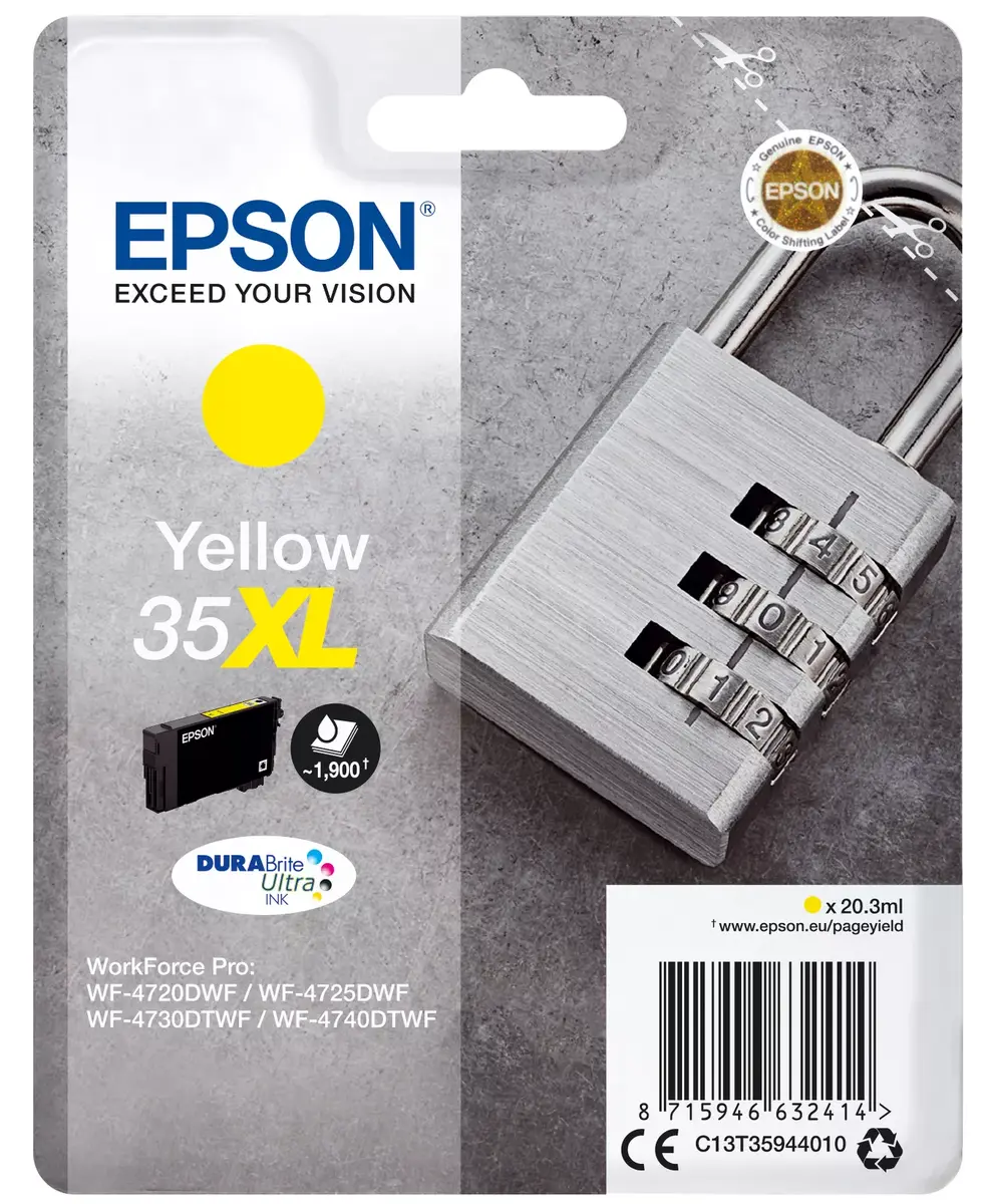 Cartridge Epson Padlock Singlepack Yellow 35XL Photo 2