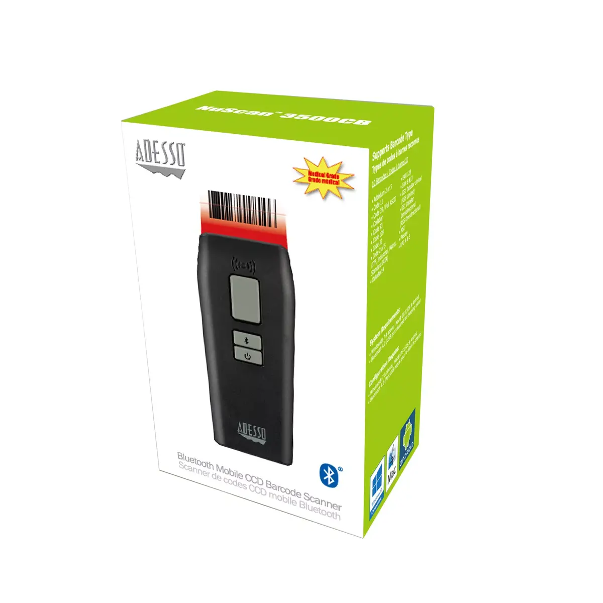 Сканер штрих-кодов Adesso NuScan 3500CB 1D Bluetooth Photo 12