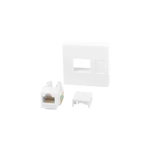 Wall plate LANBERG WS-4545-RJ45K-W, screwless polycarbonate, 45×45 mm, white