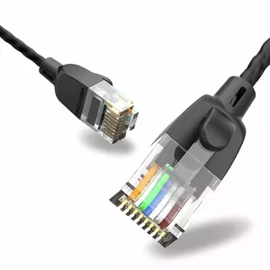 CAT6a UTP Patch kabelis plāns melns 2m