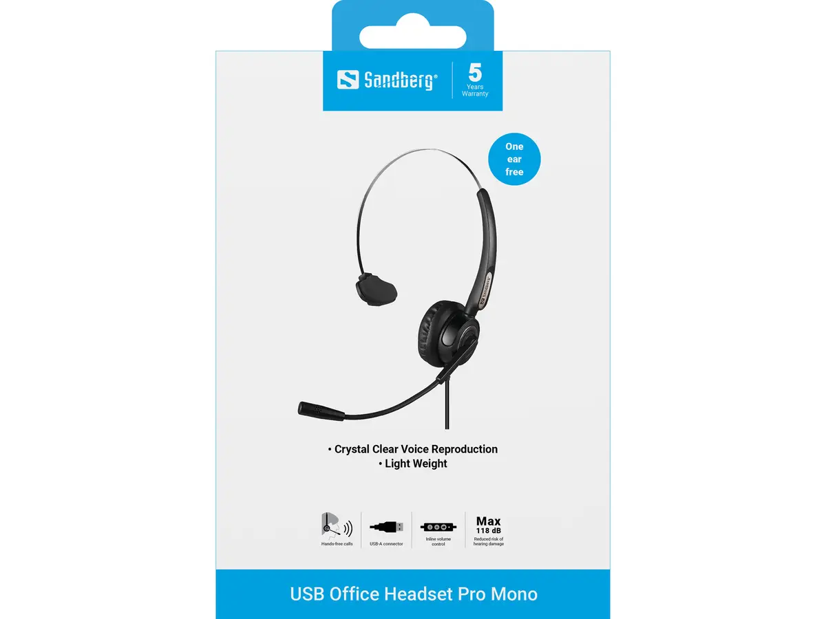 Austiņas Sandberg USB Office Headset Pro Mono Photo 4