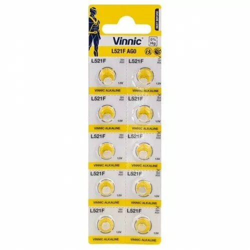 Sārmainās pogbaterijas Vinnic BATG0.VNC10 LR521/384