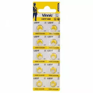 Alkaline Button Cell Batteries Vinnic BATG0.VNC10 LR521/384 Pack of 10