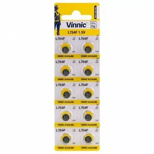 Alkaline button cell batteries Vinnic G5 (AG5 / LR754 / LR48) — pack of 10