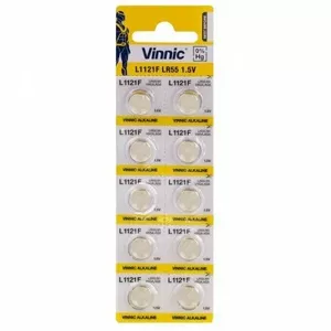 Alkaline button cell battery Vinnic G8 LR1121/191 — pack of 10