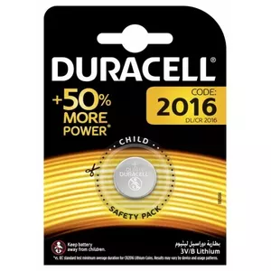 Coin cell battery Duracell DL2016 3V lithium — CR2016, 1 pack