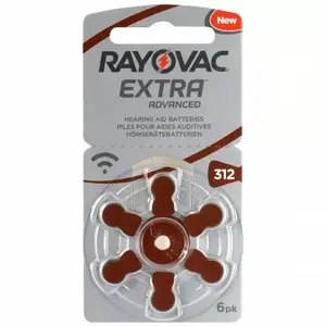 Dzirdes aparāta baterija | izmērs 312 | 1.45V Rayovac Extra Advanced Zn-Air PR41 iepakojumā 6 gb.