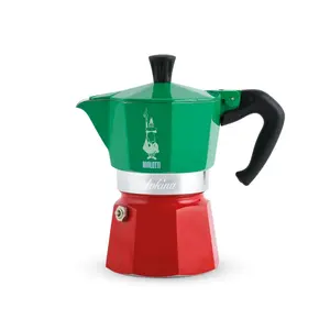 Moka pot Bialetti La Mokina 0005650 — aluminium stovetop coffee maker in Green/Red/Silver