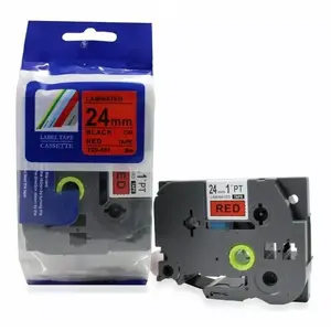 Label tape Brother TZe‑451 24mm black on red – laminated printer tape for Brother P‑touch