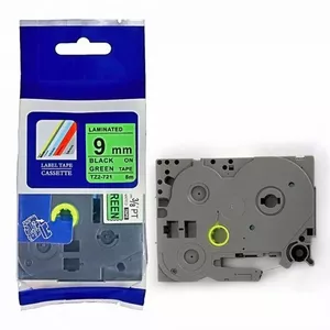 Label tape Brother TZe-Tape Tz2-721 black on green 9 mm – laminated label cassette