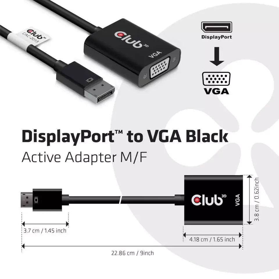 Адаптер DisplayPort на VGA CLUB3D Photo 2