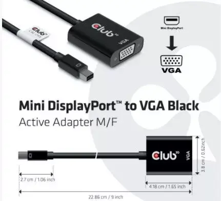 Active Adapter MiniDisplayPort to VGA CLUB3D CAC-2113 Photo 2