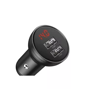 Автомобильное зарядное Baseus CCBX-0G, 24 Вт, 2x USB-A, быстрая зарядка, от прикуривателя, алюминиевый корпус, чёрно‑серое