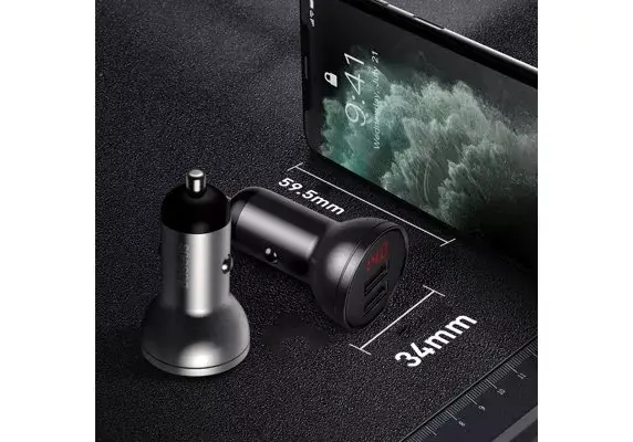 Автозарядное Baseus CCBX-0G (24 Вт, 2x USB-A) Photo 3